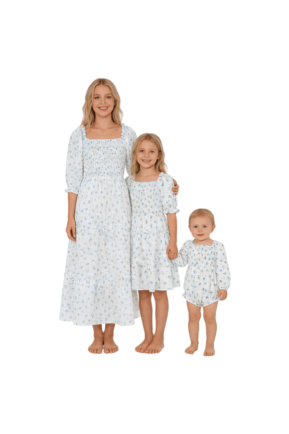 Mommy and Me Family Matching Dress Smocked Summer Long Dress Great for Photos,Vacation Mother's Day