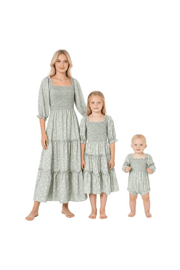 Mommy and Me Family Matching Dress Smocked Summer Long Dress Great for Photos,Vacation Mother's Day