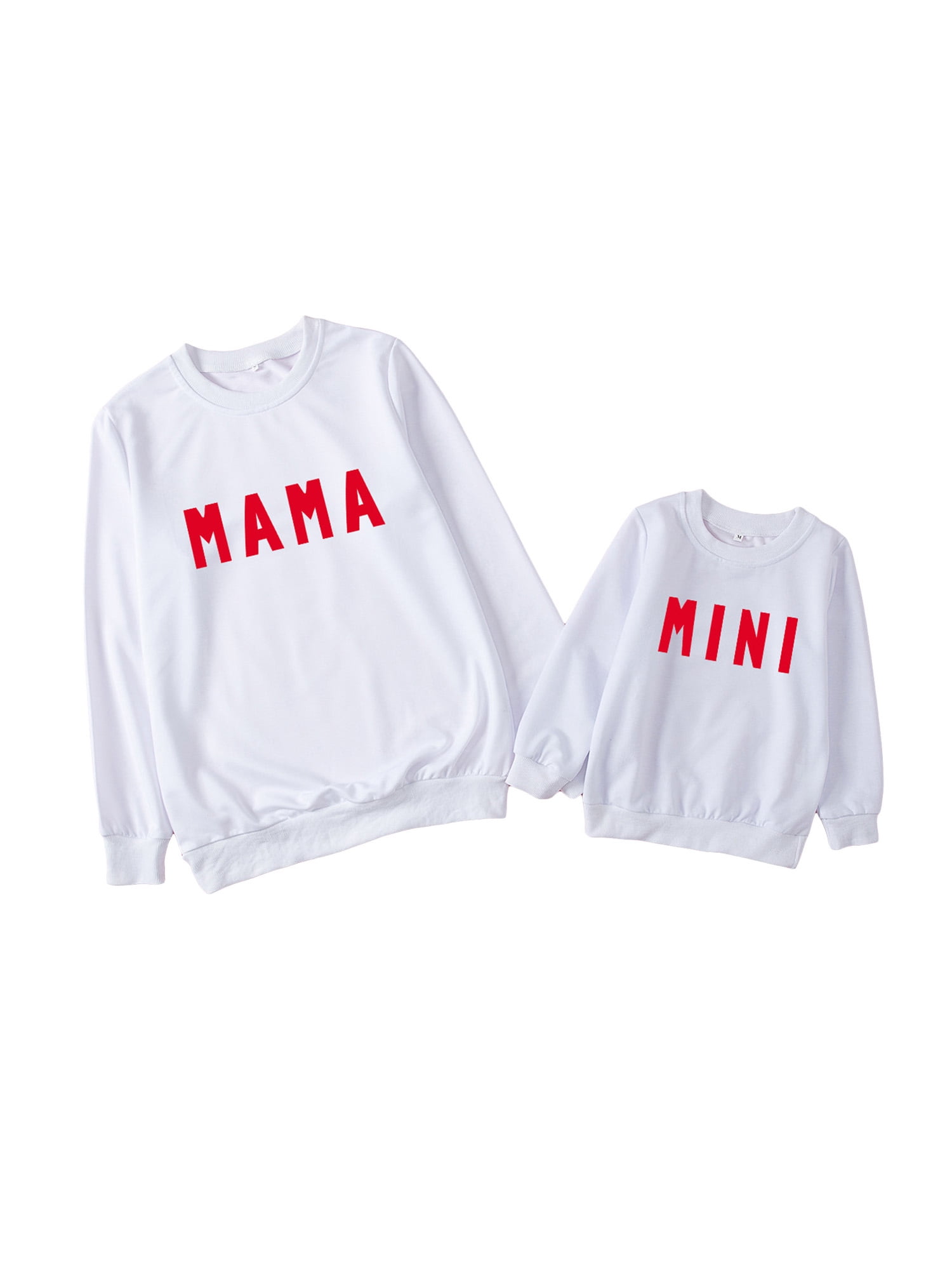 Mommy and Me Family Matching Outfits Letters Print Long Sleeve T-Shirt Mother Daughter&Son Sweatshirts Mama Mini Tops White Red Grey Black