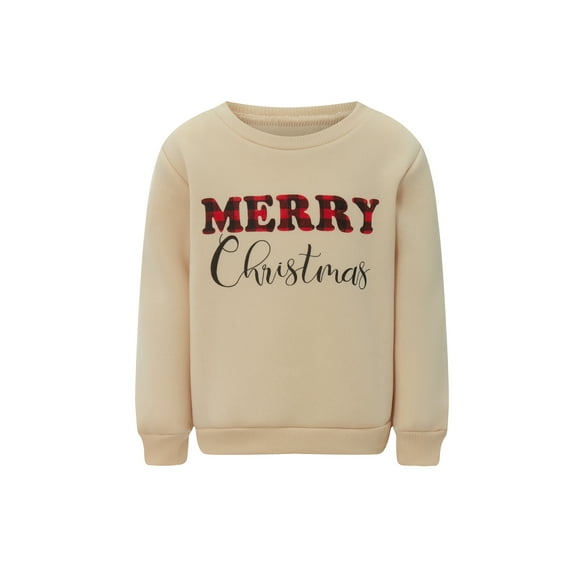 Mommy and Me Matching Christmas Outfit Parent-child Long Sleeve Letter Print Sweatshirt Holiday Pullover Shirt Tops