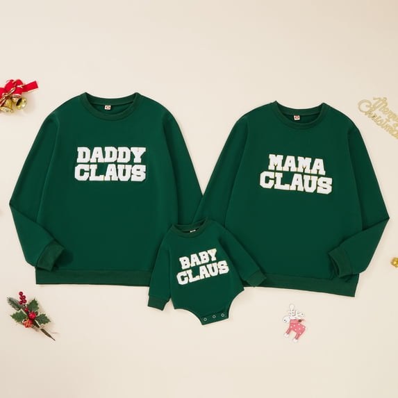 Mommy and Me Matching Christmas Sweatshirt Letter Long Sleeve Crewneck Casual Pullover Tops