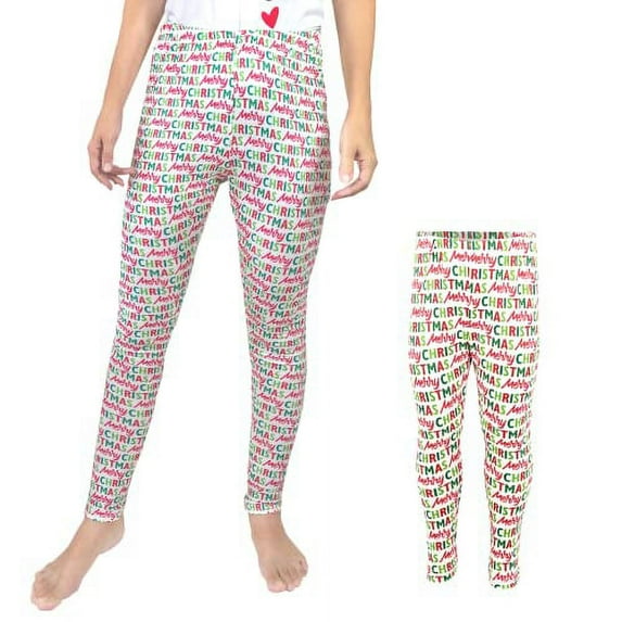 Mommy and Me Matching Mother Daughter Christmas Leggings Clothes (2Y, White)