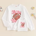 thumbnail image 1 of Mommy and Me Matching Outfits Football Rugby Letter Embroidered Sweatshirt Long Sleeve Pullover Top, 1 of 10