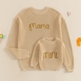 thumbnail image 1 of Mommy and Me Matching Outfits Mama and Mini Long Sleeve Crewneck Sweater Pullover Tops, 1 of 10