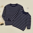thumbnail image 1 of Mommy and Me Matching Outfits Sweater Stripe Long Sleeve Knitwear Crewneck Pullover Knit Tops, 1 of 10