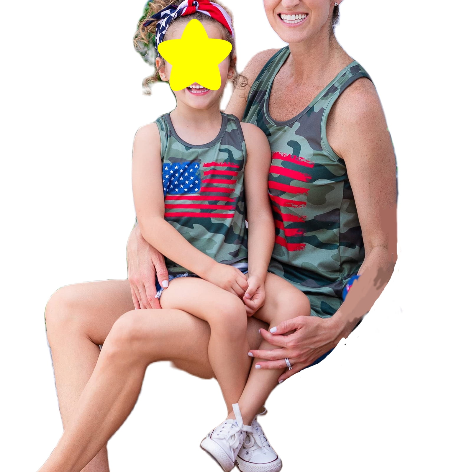 girls usa matching mommy and me tank top for Fourth of July