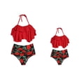 thumbnail image 1 of Mommy and Me Matching Two Piece Bikini Set Ruffle High Waisted Tummy Control Ruched Bikini Swimsuit, 1 of 3