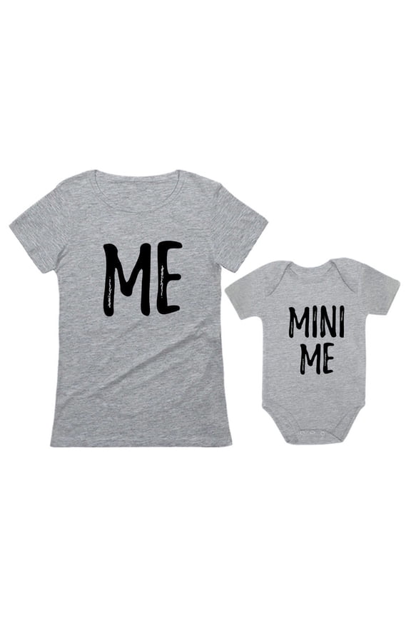 Mommy and Me Outfits Me and Mini Me Mother Daughter Matching Mothers Day Shirts Mom Gray XX-Large / Daughter Gray 6M (3-6M)