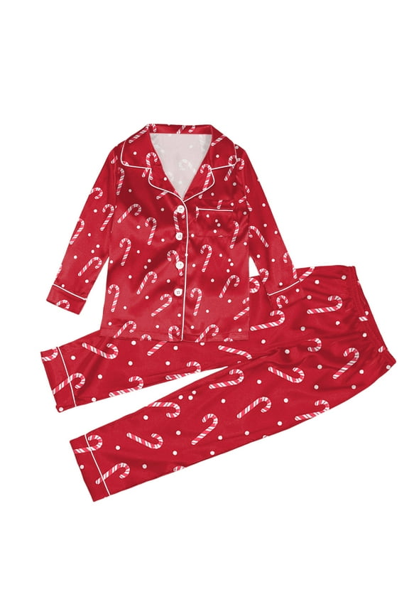 Mommy and Me Outfits Pajamas Christmas Silk Button Down Pj's Set Sleepwear Nightwear (Kid's)