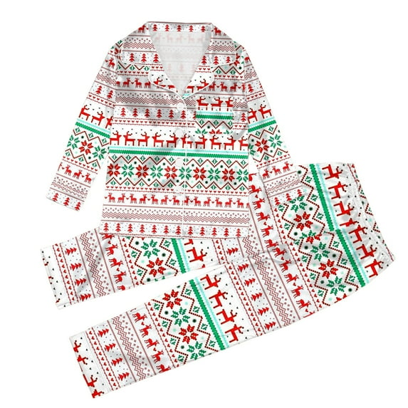 Mommy and Me Pajamas Christmas Silk Button Down Pj's Set Sleepwear Nightwear (Kid's)