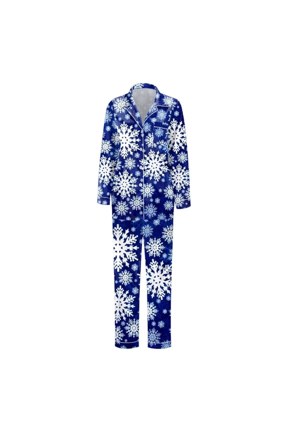Mommy and Me Pajamas Christmas Snowflake Long Sleeve Shirt Pants Home Pjs Set (Mom's)