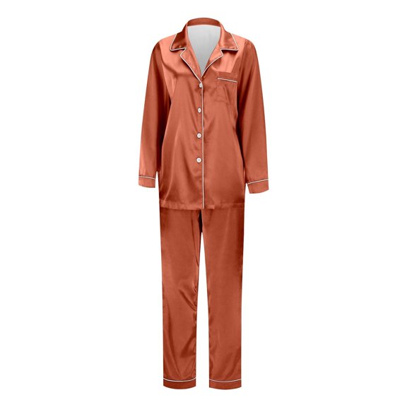 Mommy and Me Pajamas Solid Color Long Sleeved Button Shirt & Pants Homewear (Mom's)