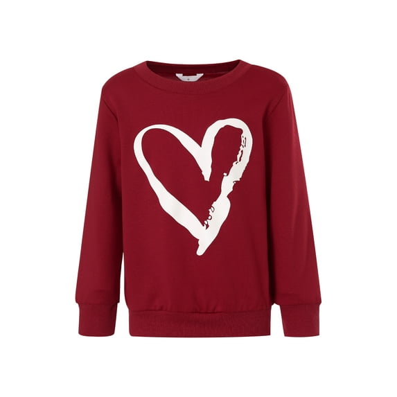 Mommy and Me Shirts Valentine's Day Family Matching Outfits Long Sleeve Hearts Print Sweatshirt Top for Women Girl (White, Medium)