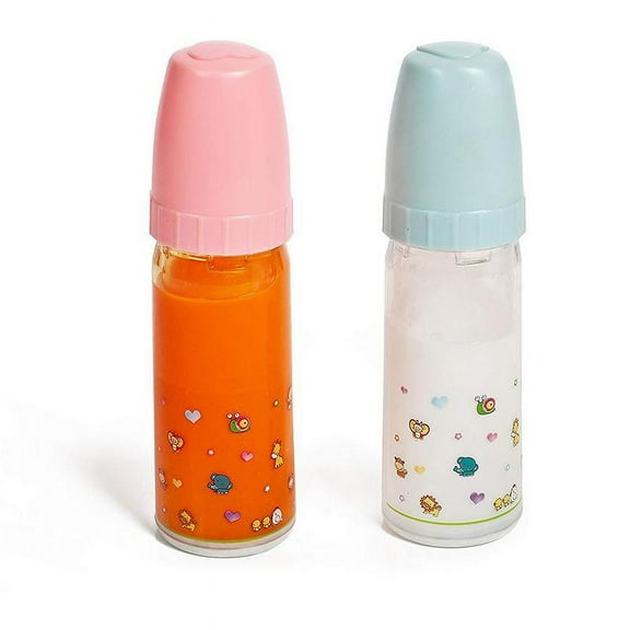Mommy and Me Toy Magic Baby Doll Bottles, Disappearing Milk and Juice Doll Feeding Pretend Play Set, 2 Pack