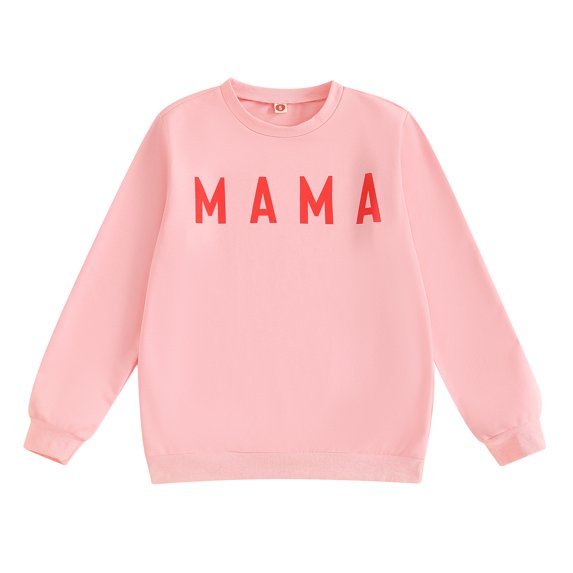 Mommy and Me Valentines Outfits Letter Print Family Matching Sweatshirt Long Sleeve Round Neck Pullover