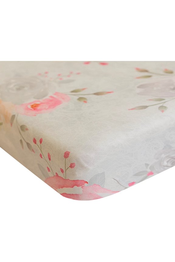 400 Thread Count Light Pink Rose Spandex, Rayon Fitted Bed Sheets, Crib
