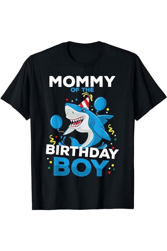 Mommy of The Birthday Boy Shark Ocean Theme Matching Family T-Shirt