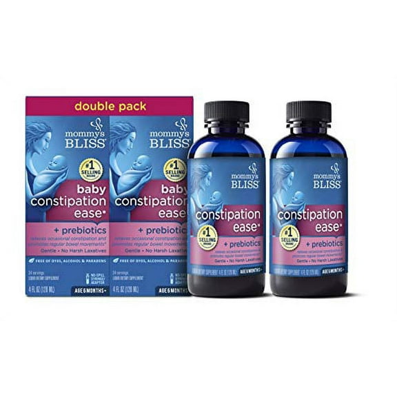 Mommy's Bliss Baby Constipation Ease with Prebiotics, Promotes Regular Bowel Movements, Gentle, No Harsh Laxatives, Age 6 Months+, 4 Fl Oz (Pack of 2), 8.0 Fl Oz