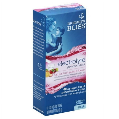 Mommy's Bliss Electrolyte Natural Fruit Punch Powder Packs, 8 Count