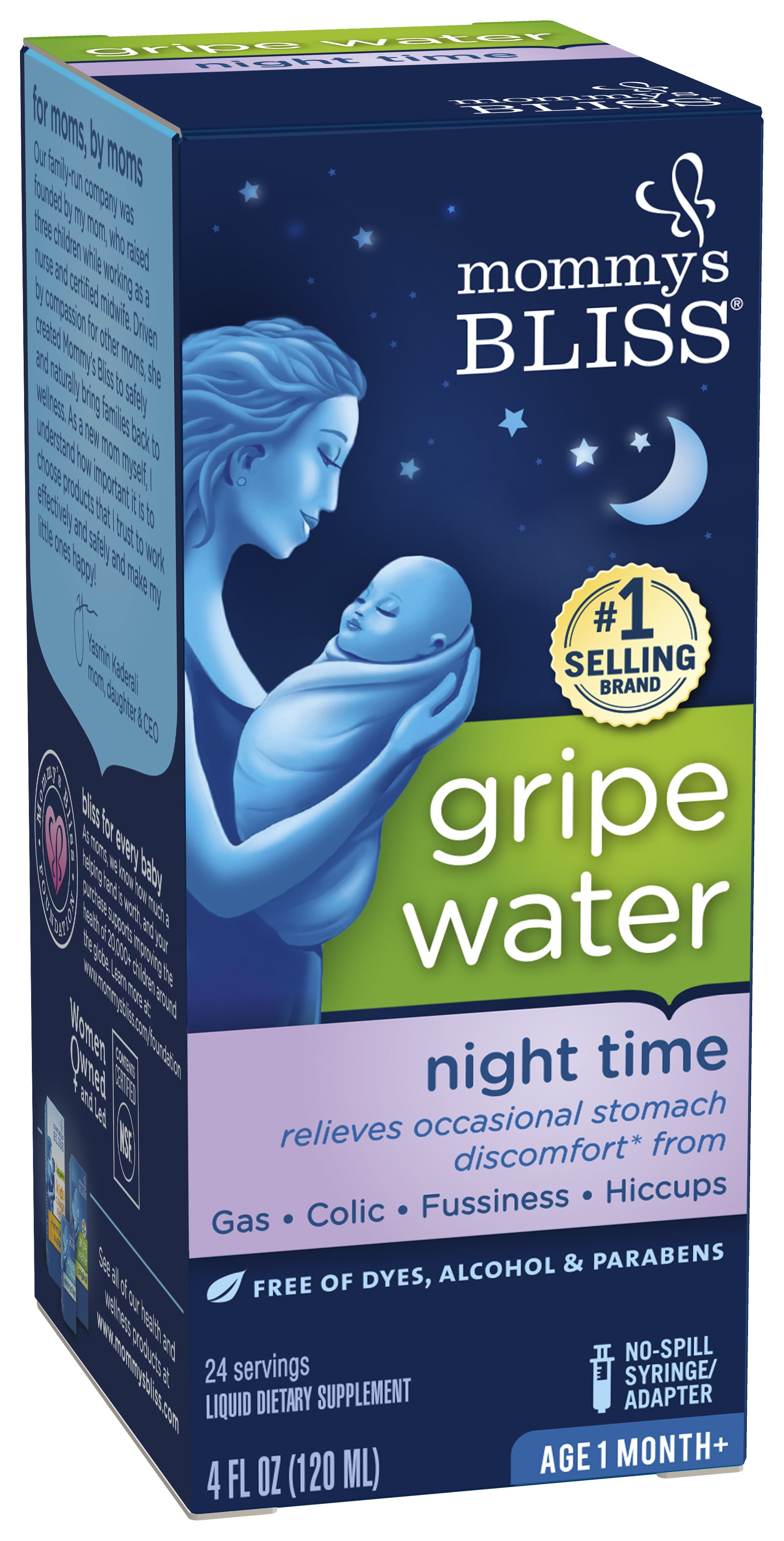 Mommy's Bliss Gripe Water Night Time, Infant Gas & Colic Relief, Gentle &  Safe, 4 Weeks+, 4 FL OZ Bottle (Pack of 1)