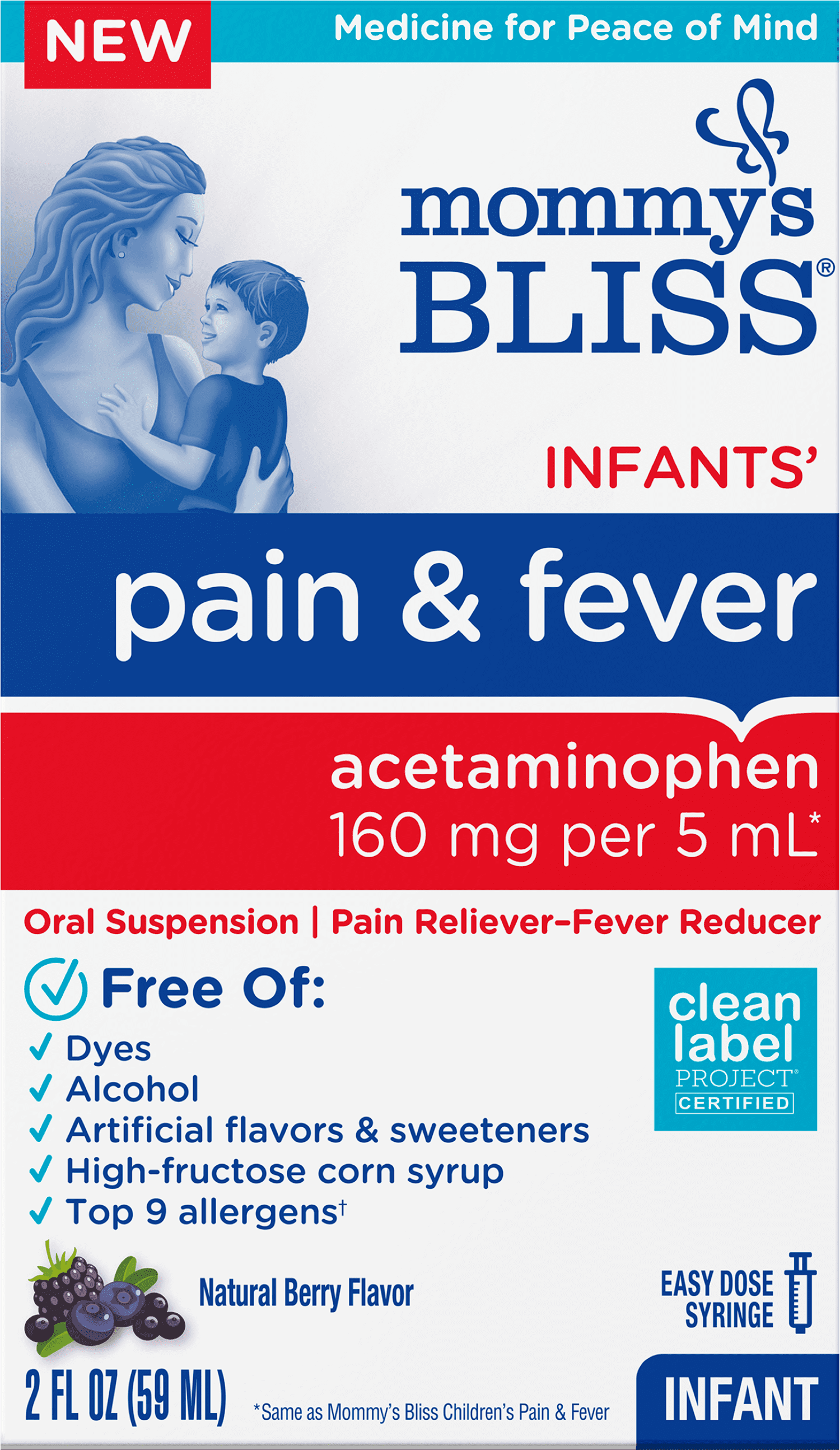 Mommy’s Bliss® Infant Pain + Fever Relief Liquid, Acetaminophen, Berry