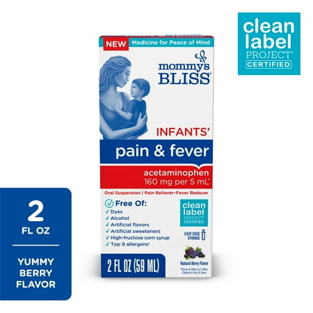 Mommy’s Bliss Infant Pain and Fever Relief, Acetaminophen, Berry Flavor, 2 fl oz