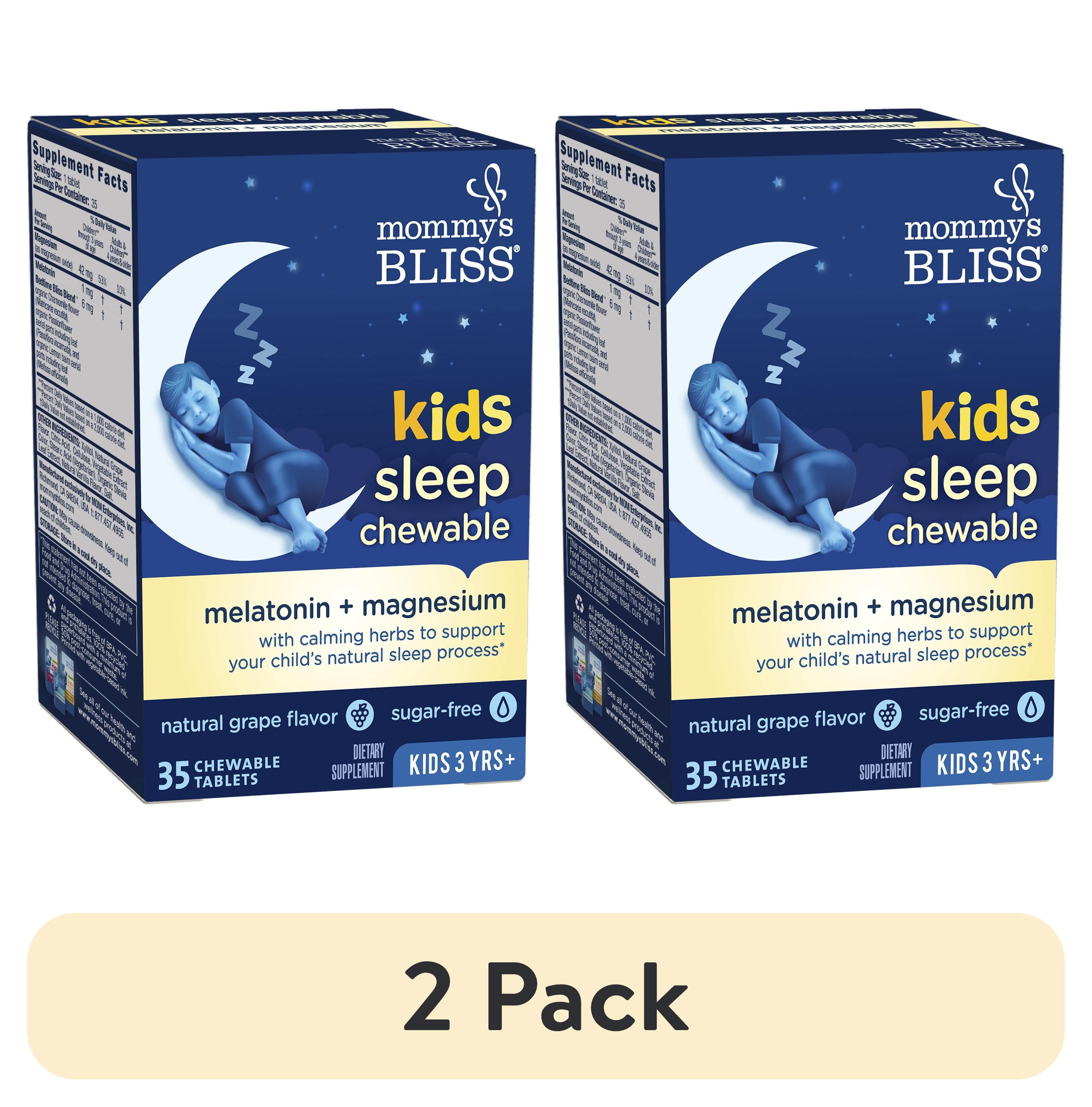 2 pack Mommys Bliss Kids Sleep Chewable, Grape, Dietary Supplement, 35 Count