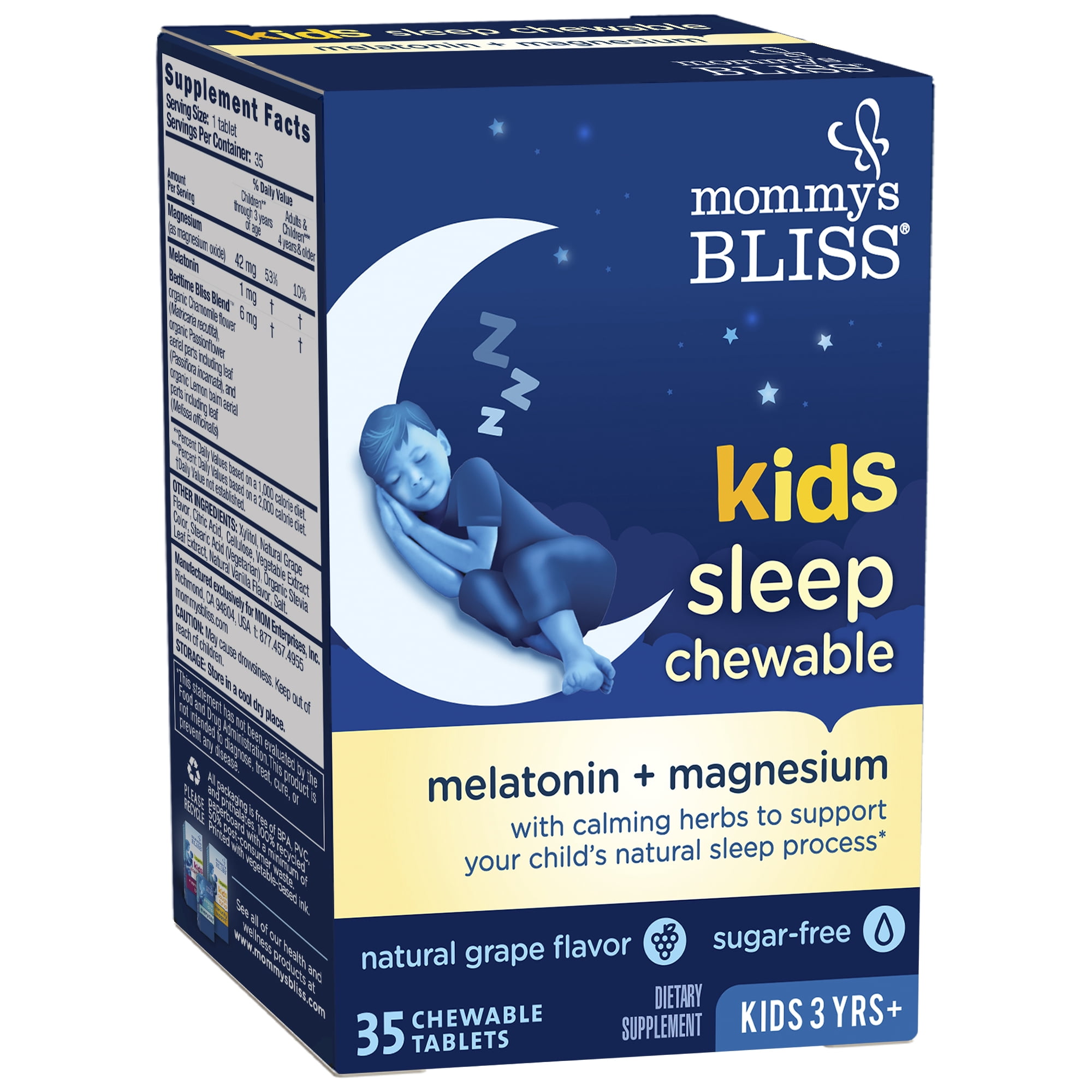 Mommy’s Bliss Kids Sleep Chewable, Grape, Dietary Supplement, 35 Count