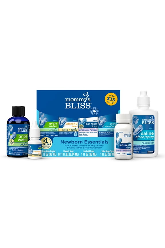 Newborn Set, Included Gripe Water, Vitamin D, Gas Relief, Saline Drops, 4 Count