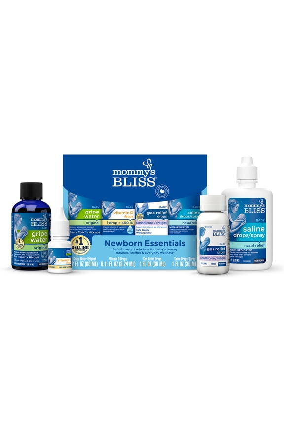 Newborn Set, Included Gripe Water, Vitamin D, Gas Relief, Saline Drops, 4 Count