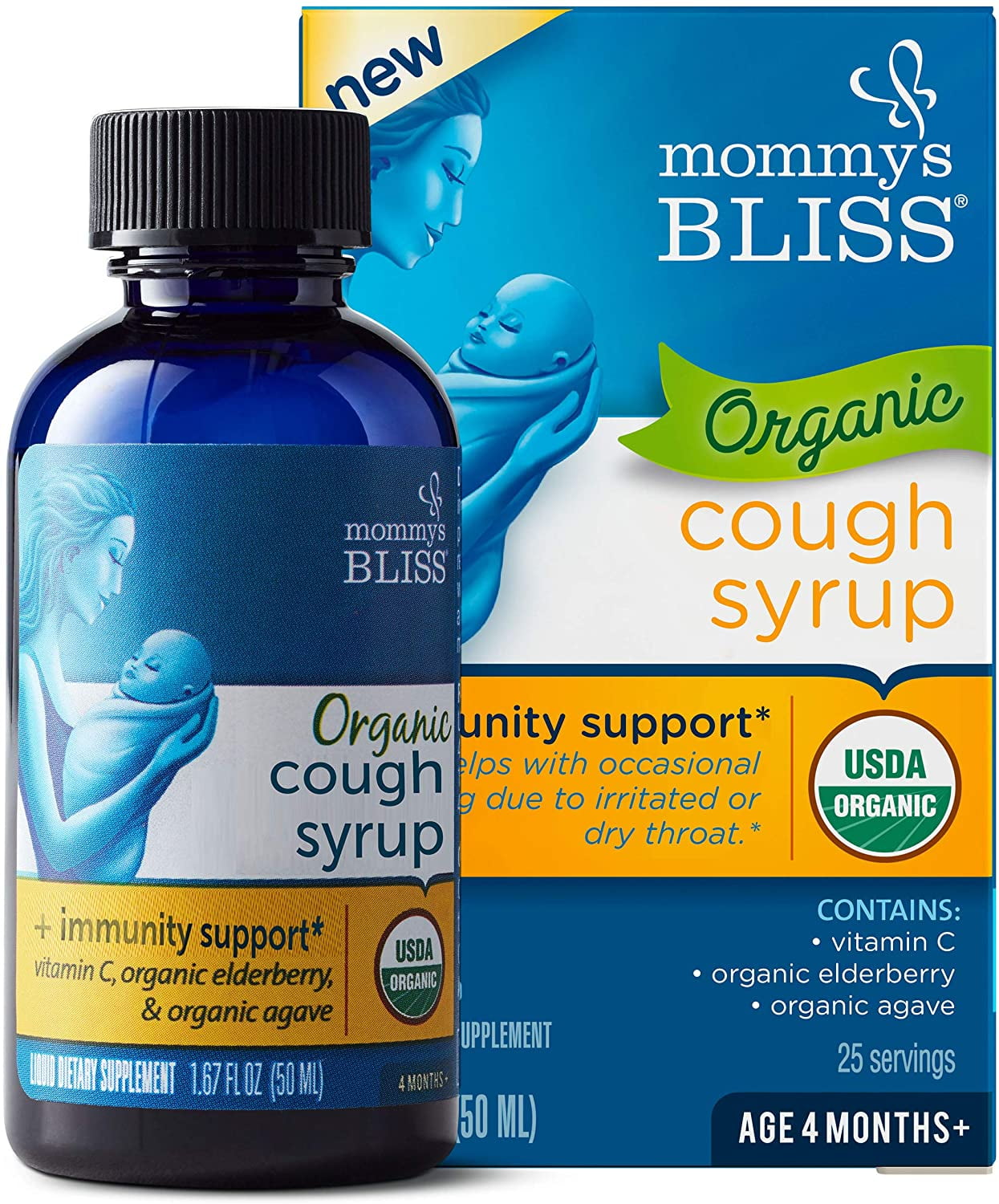 Mommy's Bliss Organic Baby Cough Syrup + Immunity Support 1.67 FL OZ Bottle