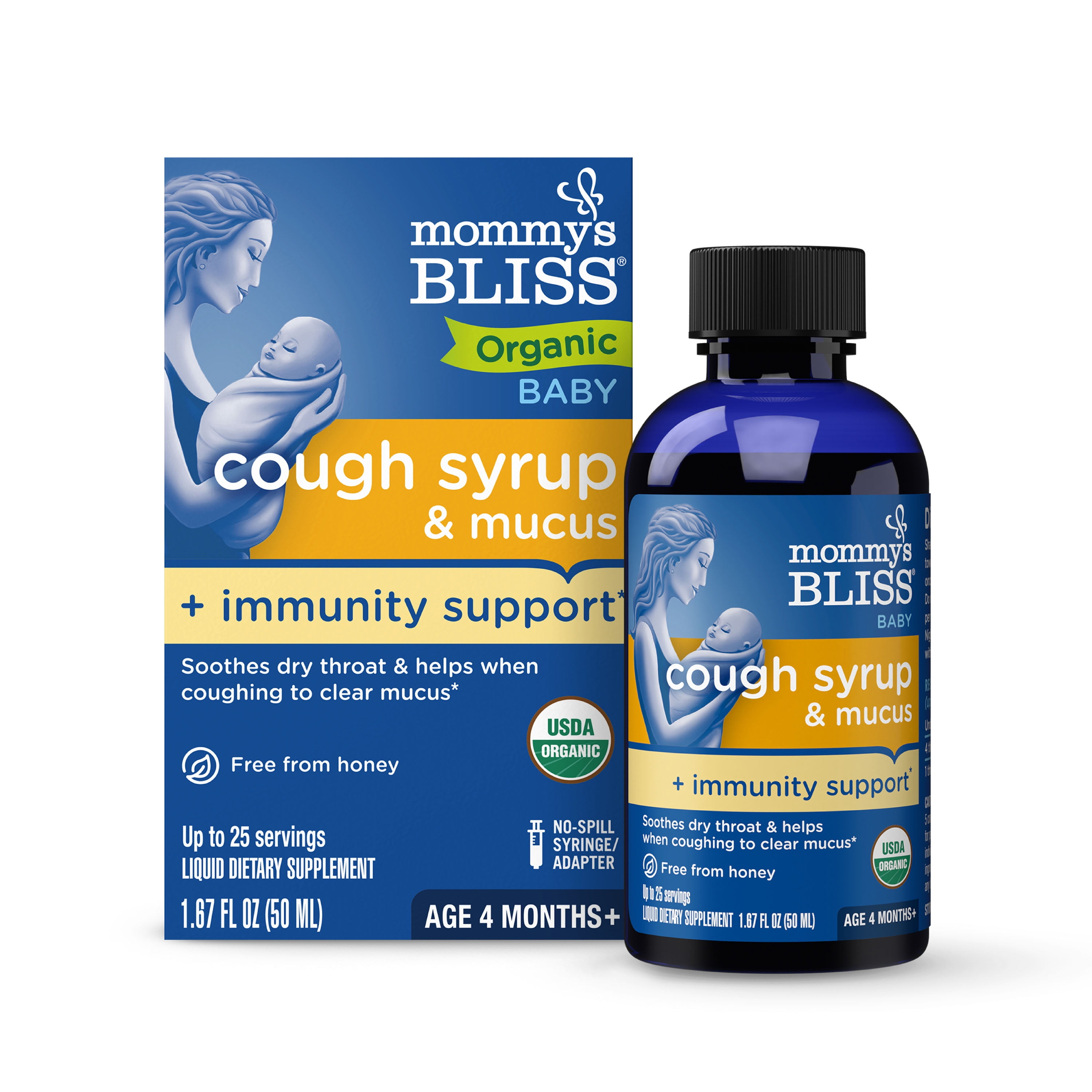 Mommys Bliss Organic Baby Cough Syrup and Mucus + Immunity Support. Over-the Counter, 1.67 fl oz