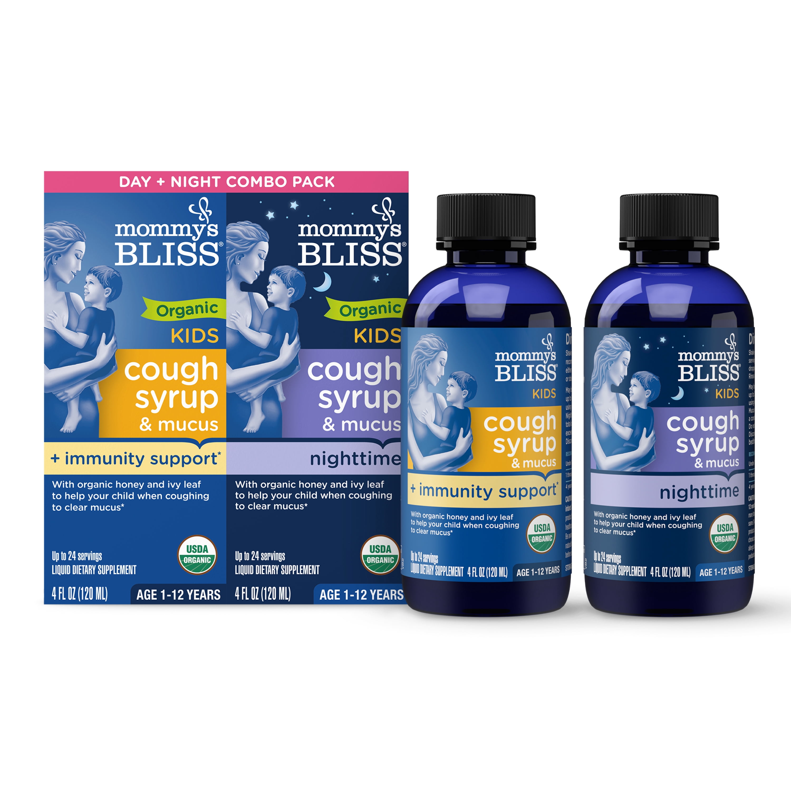 Mommy's Bliss Organic Kids Cough Syrup & Mucus Day & Night Combo