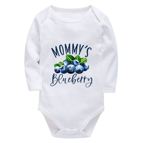 Mommy's Blueberry Body Suits for Baby Girls Long Sleeve Going Home Hospital Outfit for Baby White Baby Boy Rompers 0-3 Month