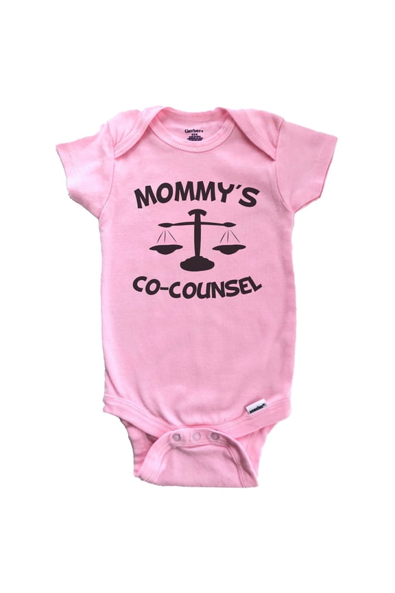 Mommy's Co-Counsel Funny Lawyer Baby Bodysuit (Pink), 3-6 Months
