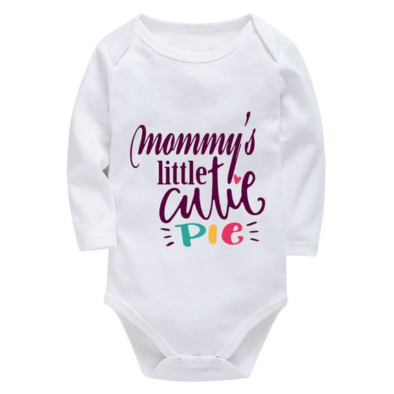 Mommy's Little Cute Pie Gender Neutral Baby Outfits Long Sleeve Boy Newborn Outfits for Hospital White 9 Month Girl Romper