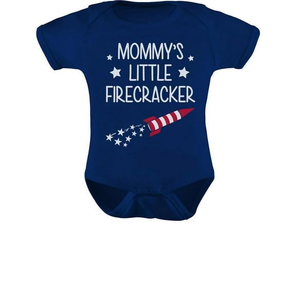 Mommy's Little Firecracker - 4th of July Themed Infant Bodysuit - Funny Outfit for Babies Celebrating Independence Day - Ideal Gift for Newborns - Baby Outfit - Newborn Navy