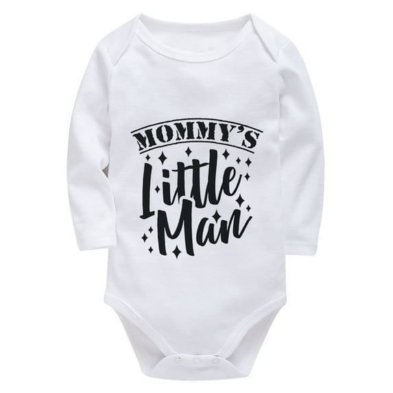 Mommy's Little Man Gender Neutral Going Home Outfit Newborn Long Sleeve Girl Onsies White Funny Baby Onsies0-3 Months
