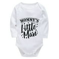 thumbnail image 1 of Mommy's Little Man Newborn Outfits Long Sleeve Cotton Romper Baby Girl White Baby Boy Onesie, 1 of 2