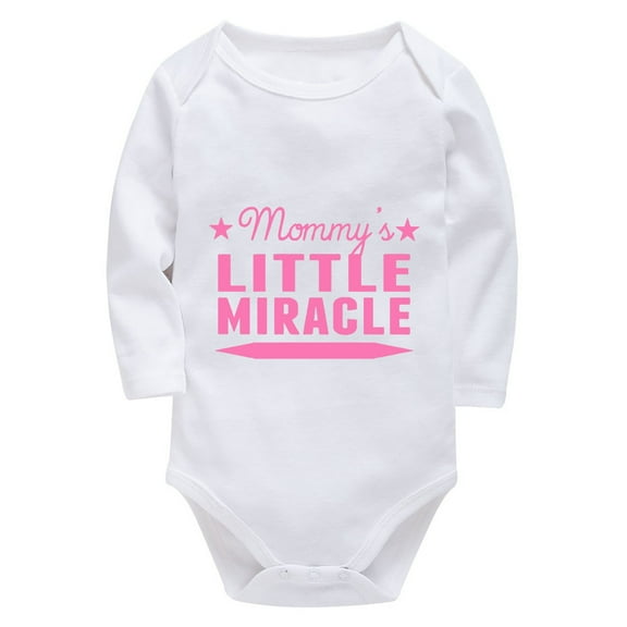 Mommy's Little Miracle Baby Going Home Outfit Long Sleeve Coming Home from Hospital Outfit Girl White Neutral Onsies0-3 Mont