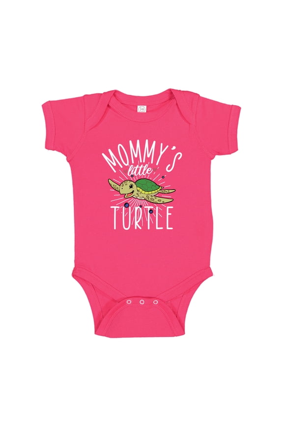 Mommy's Little Turtle Baby Bodysuit One Piece 12 mo Cyber Pink