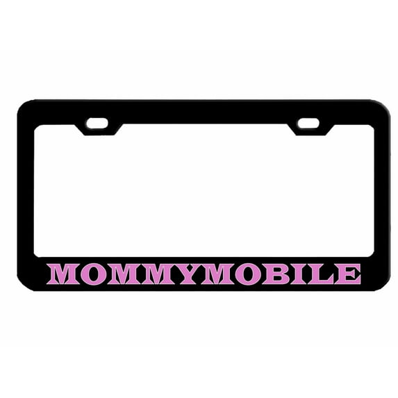 Mommymobile Mom Mommy Style Metal License Plate Frame Personalized/Car Accessories Car Tag Holder Cover (Black/Light Pink)