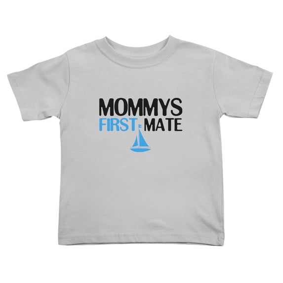 Mommys First Mate I Love Mom and Dad Funny Toddler T-Shirts for Boys Girls (Gray, 3T)