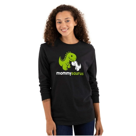 Mommysaurus Cute Dinosaur Mothers Day Women's Long Sleeve T Shirt Brisco Brands S
