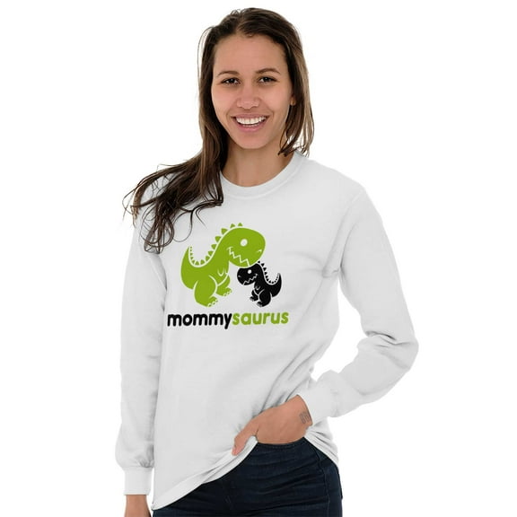 Mommysaurus Cute Dinosaur Mothers Day Women's Long Sleeve T Shirt Brisco Brands