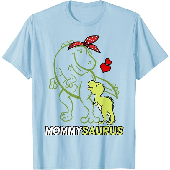 Mommysaurus Mommy Dinosaur Baby Mommy Mother's Day Unisex T-Shirt for Men Women,Light Blue Color,Size M