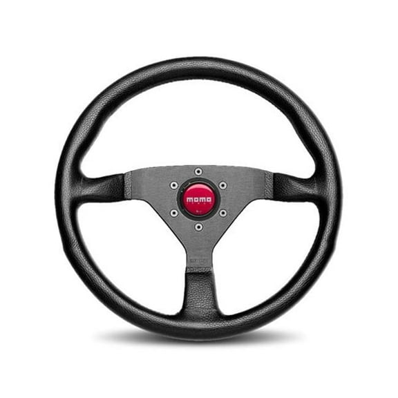Momo Automotive Accessories MCL35BK3B Monte Carlo 350 Steering Leather Wheel - Red Stich