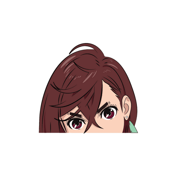 Momo Ayase Front Peeker Sticker  Dandadans Strong-Willed Character with an Intense Gaze