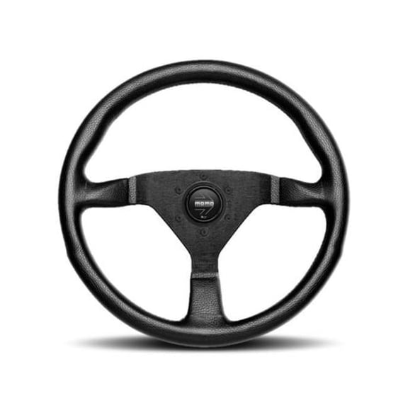 Momo MCL35BK3B 350 mm Black Leather, Red Stitch & Black Spokes Momo Montecarlo Steering Wheel