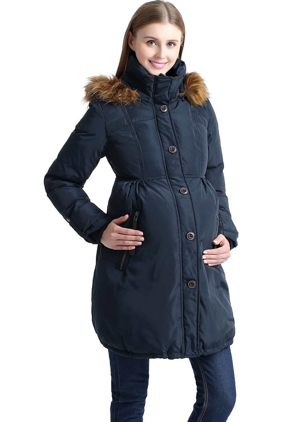 Momo Maternity Outerwear Lily Hooded Cinch Waist Down Parka Coat